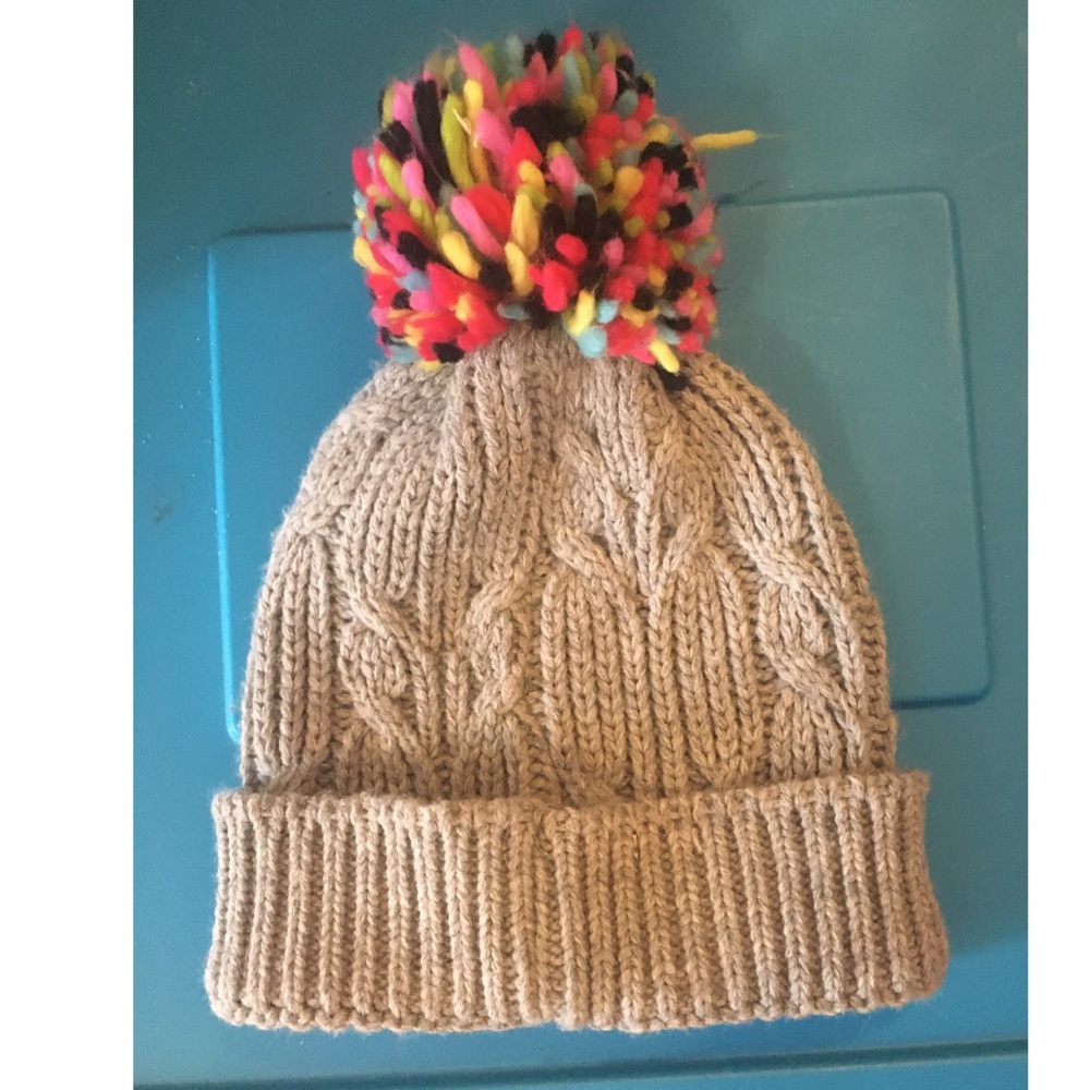 ✨🧶 Cozy Knitted Hat Grey with Colorful Pom Pom